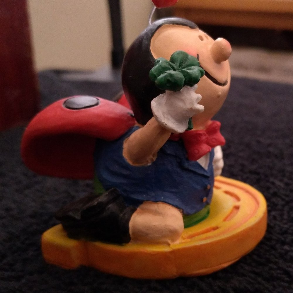 Lady bug lady bug figurine hand crafted painted pottery table decor